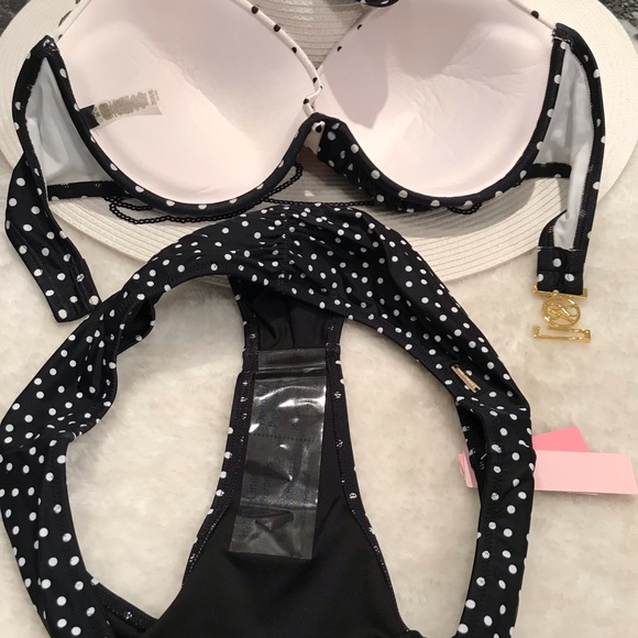 Victoria’s Secret bikini push up poke dot two toned 34DD/S or other bottoms - Picture 7 of 15